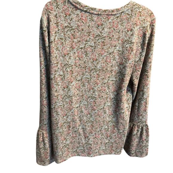 Lucky Brand Hacci Floral-Print Bell-Sleeve Top Size L - Picture 4 of 9